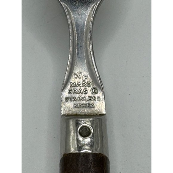 Vintage WF Mardi Gras Stainless Steel Fork With Dark Wood Handle - Picture 4 of 7